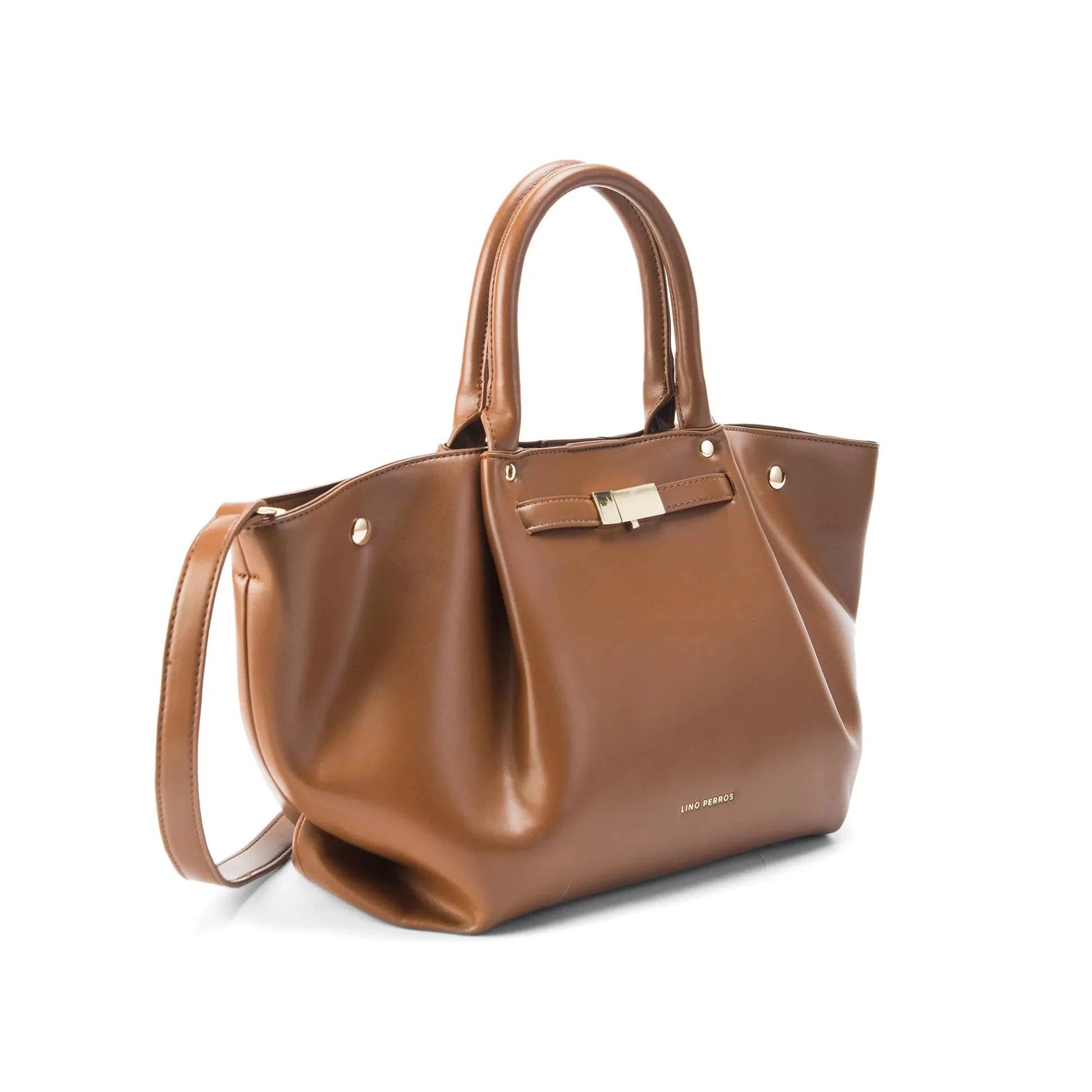 Monroe Caramel Tan Satchel Bag | Lino Perros at Broadway