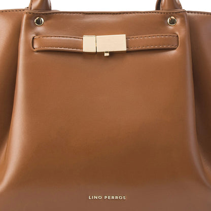 Monroe Caramel Tan Satchel Bag | Lino Perros at Broadway