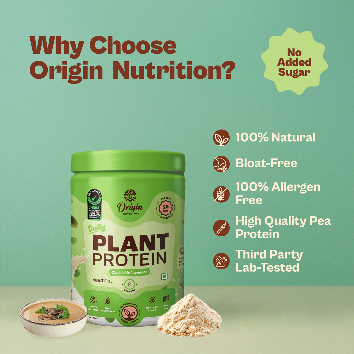 Origin Nutrition Daily Plant Protein  Unflavoured