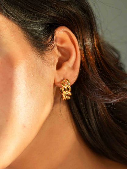 Cuban Link Half Hoop Earrings | Nish Hair X Evil Eye Jewel