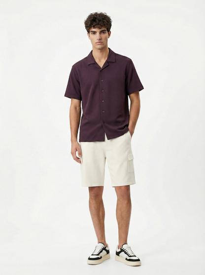 Textured Cuban Collar Shirt