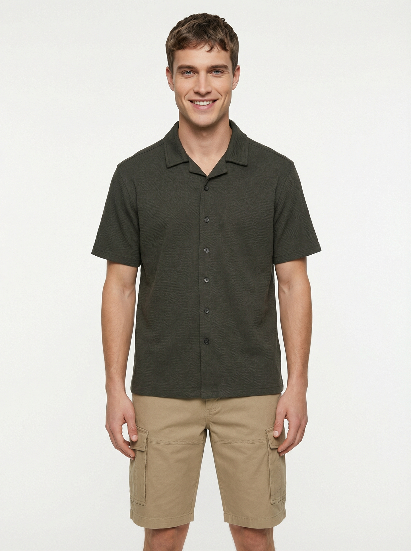 Textured Cuban Collar Shirt