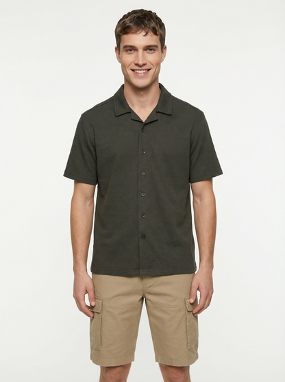 Textured Cuban Collar Shirt