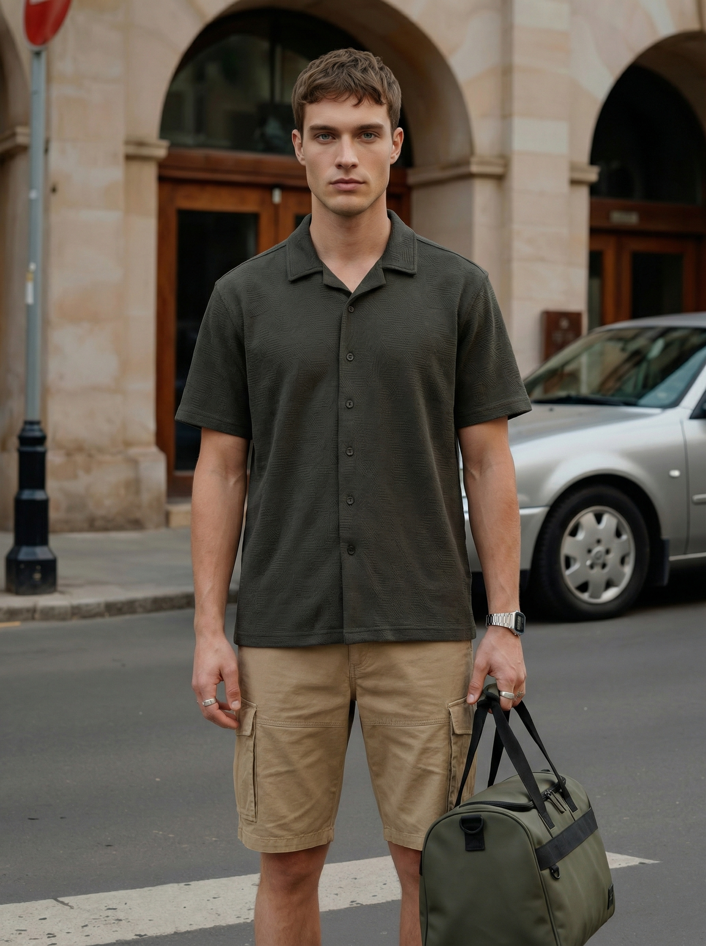Textured Cuban Collar Shirt