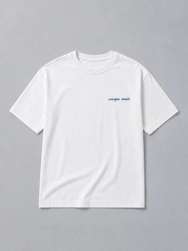 Postcard White Oversized Cotton Graphic Tee - plain view
