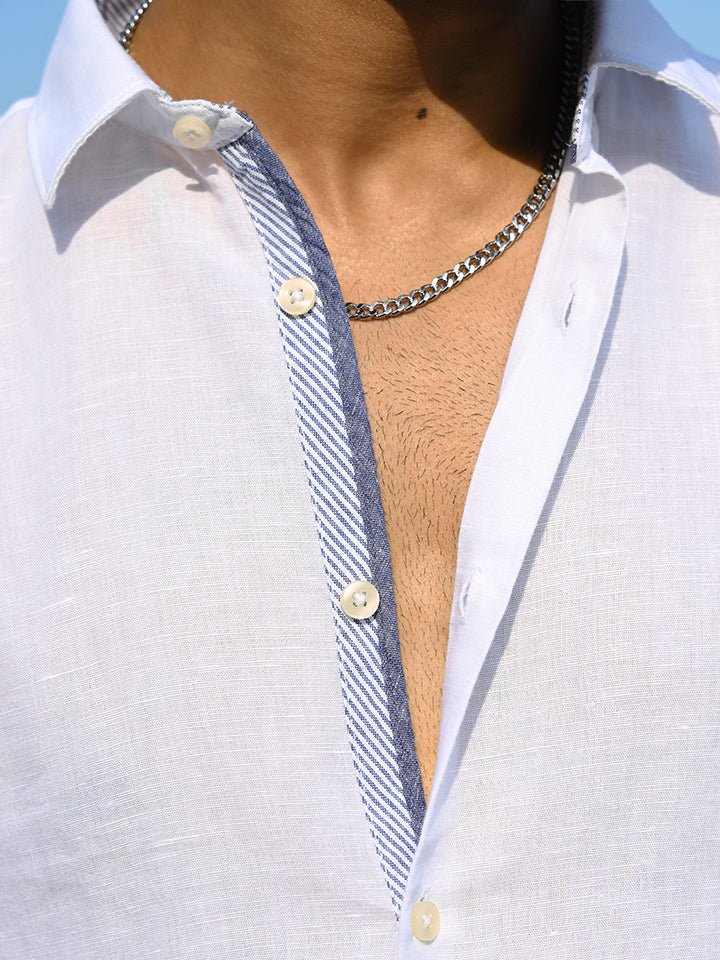 Amalfi White Solid Linen Shirt