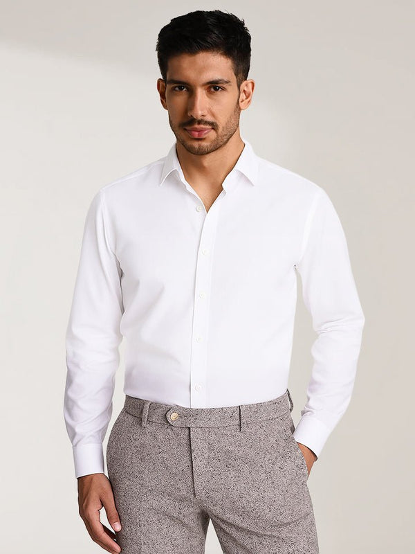 Reed White Herringbone Taped Shirt
