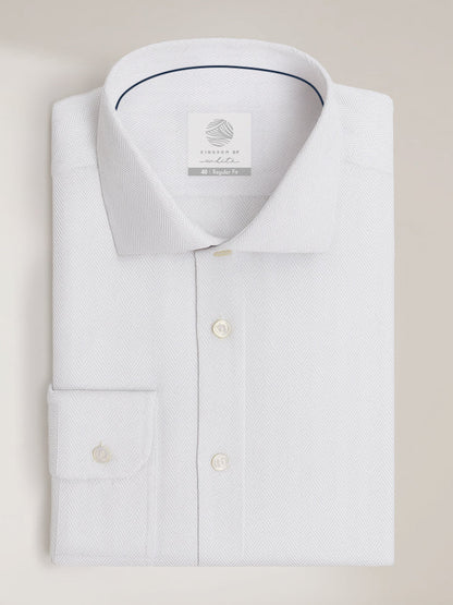 Reed White Herringbone Taped Shirt | Kingdom Of White at Broadway