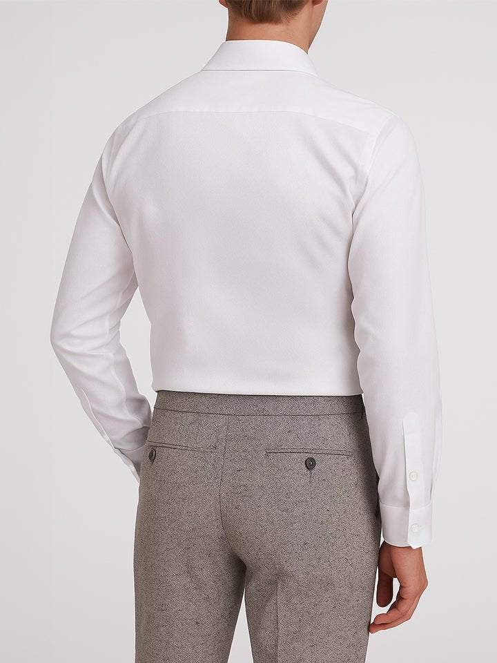 Reed White Herringbone Taped Shirt | Kingdom Of White at Broadway