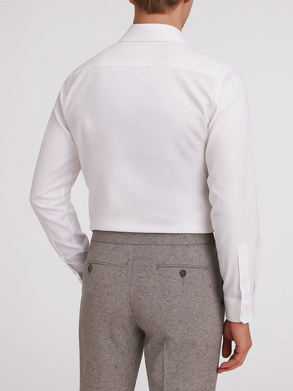 Reed White Herringbone Taped Shirt | Kingdom Of White at Broadway