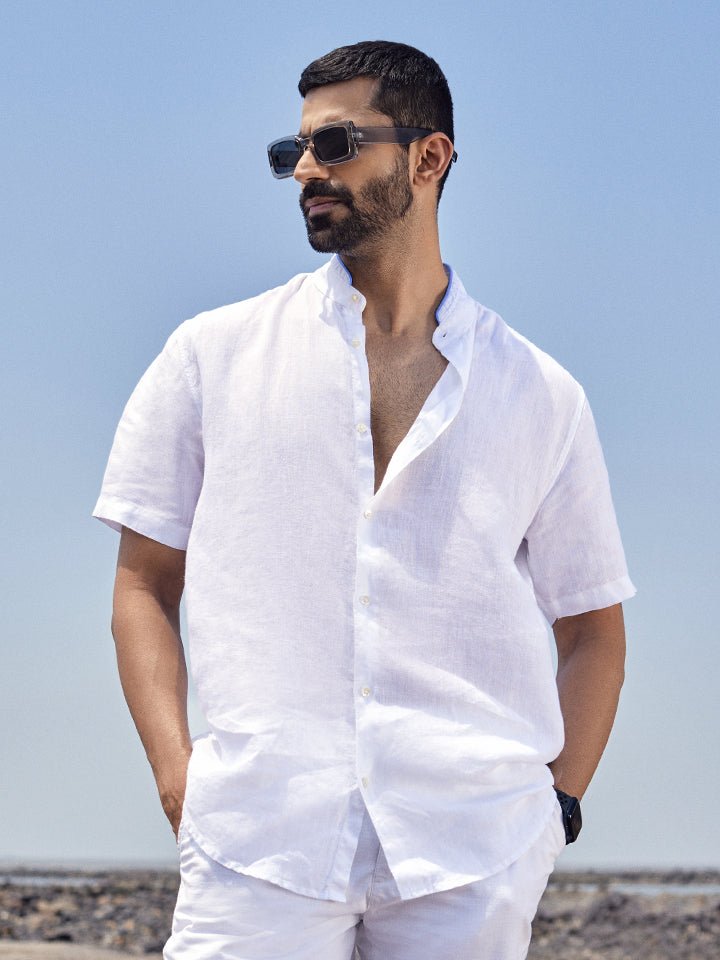 Relajarse White Solid Shirt | Kingdom Of White at Broadway