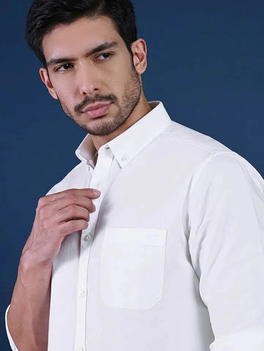 White Solid Oxford Button-Down Shirt