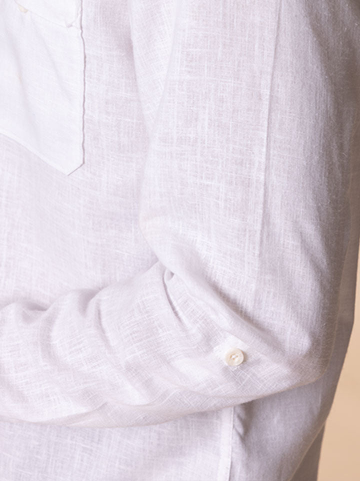 Solid White Mandarin Collar Kurta Shirt | Kingdom Of White at Broadway