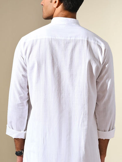 Kingdom of White  Kurta  KOW-KU-R-002-44 White 44 Sleeve