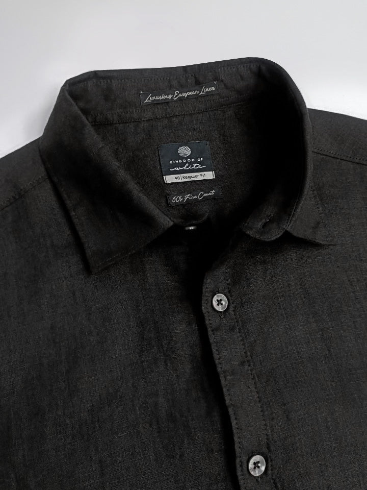 Shadow 100% European Linen Black Shirt