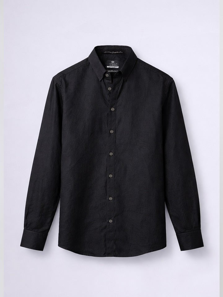 Shadow 100% European Linen Black Shirt