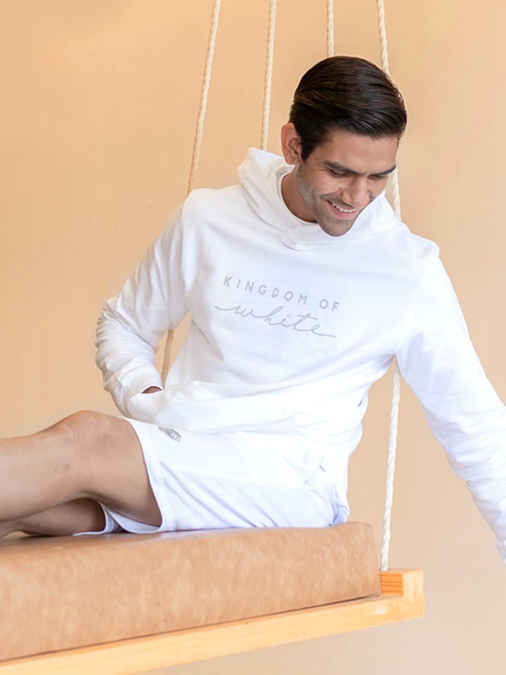 White Logo Print Hoodie