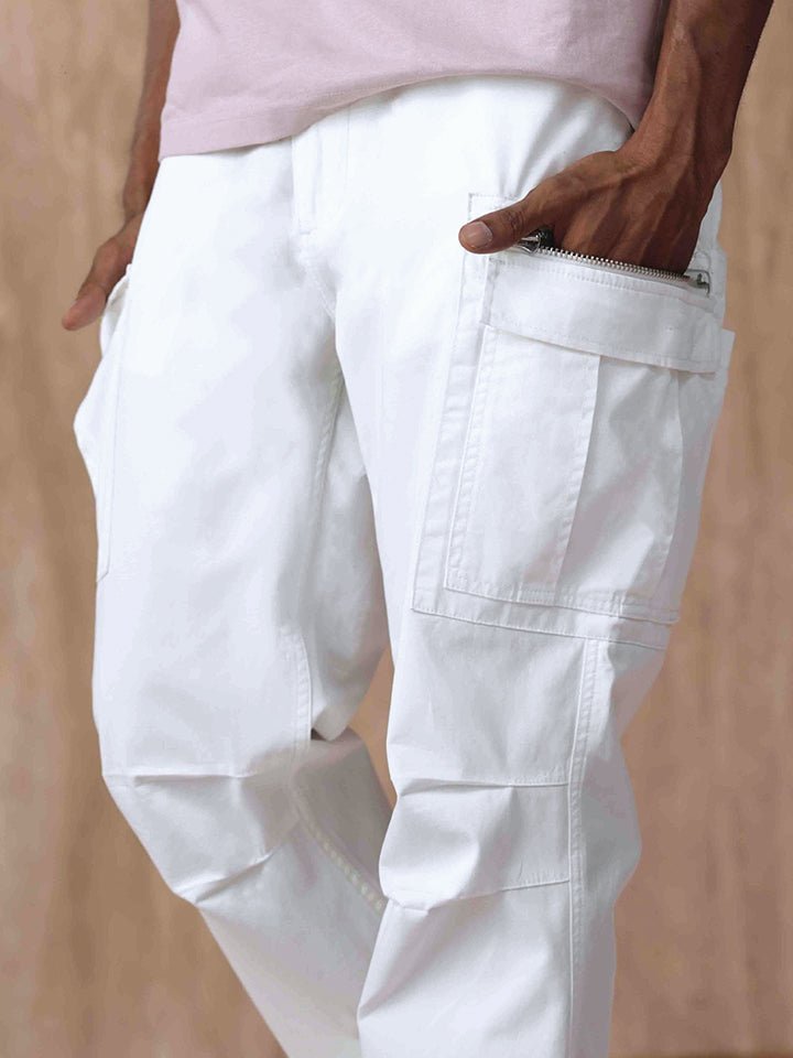 Kingdom of White-Men-Bottomwear-Cargo Trousers-Mens Cargo-White-NA-34
