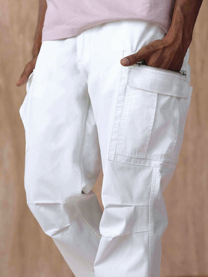 Kingdom of White-Men-Bottomwear-Cargo Trousers-Mens Cargo-White-NA-34