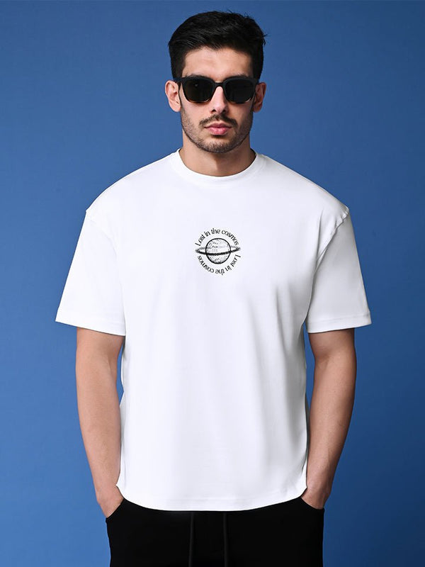 White Cosmos Print Oversized T-shirt
