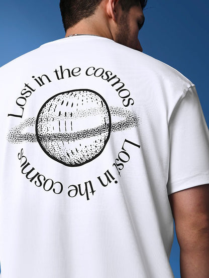 White Cosmos Print Oversized T-shirt | Kingdom Of White at Broadway