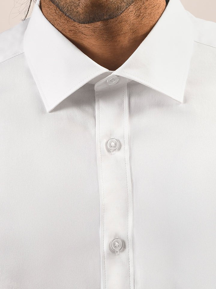 Solid White Cotton Full Sleeve Shirt | Kingdom Of White at Broadway