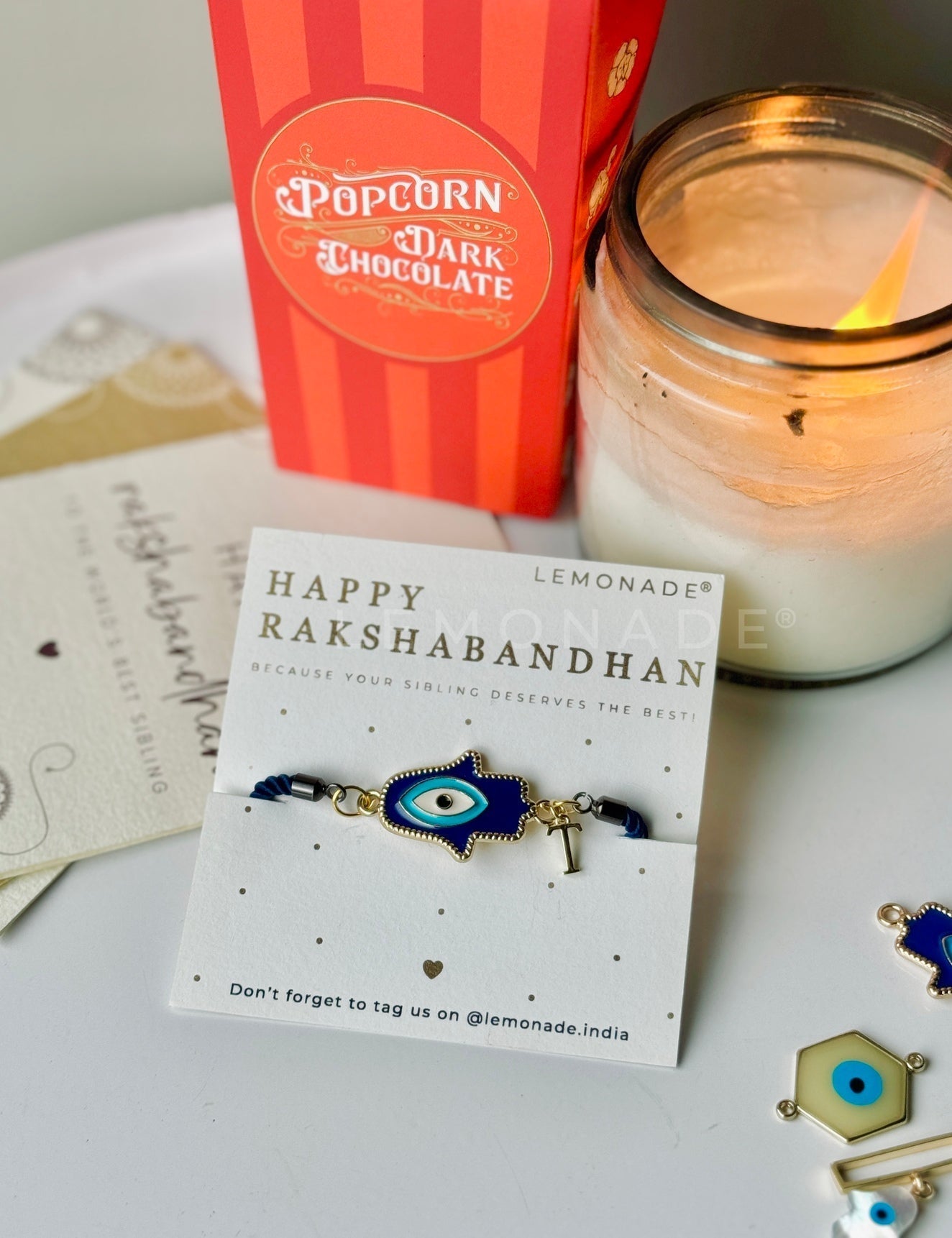 Personalized - Rakhi - Hamsa - With Initial - Assorted Thread - Sold Individually