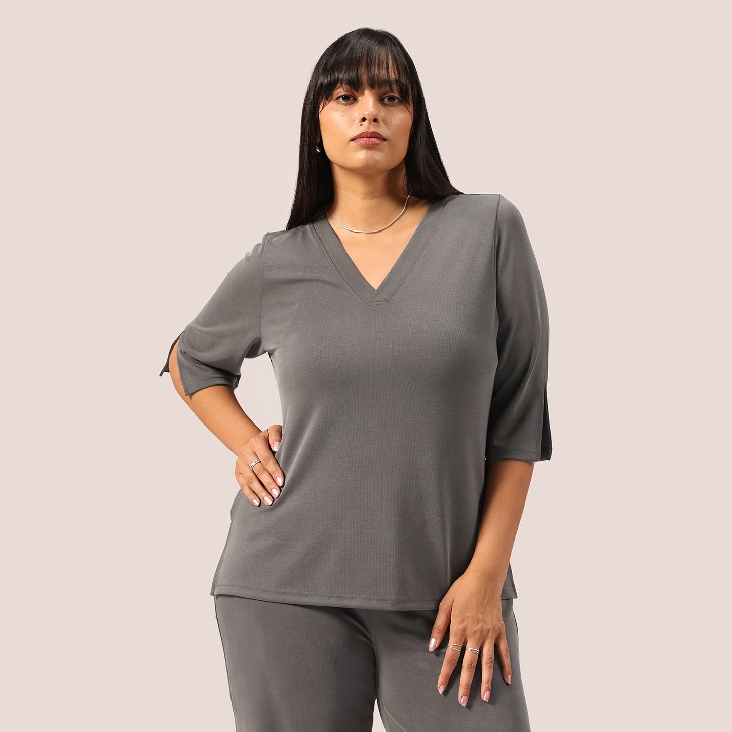 PetalRib™ Slit Sleeve Top | BlissClub at Broadway