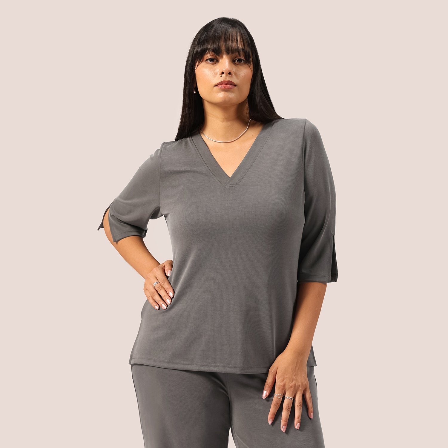 PetalRib™ Slit Sleeve Top | BlissClub at Broadway