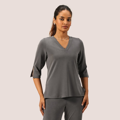 PetalRib™ Slit Sleeve Top | BlissClub at Broadway