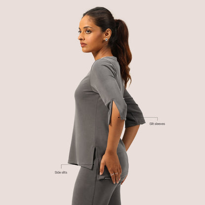PetalRib™ Slit Sleeve Top | BlissClub at Broadway