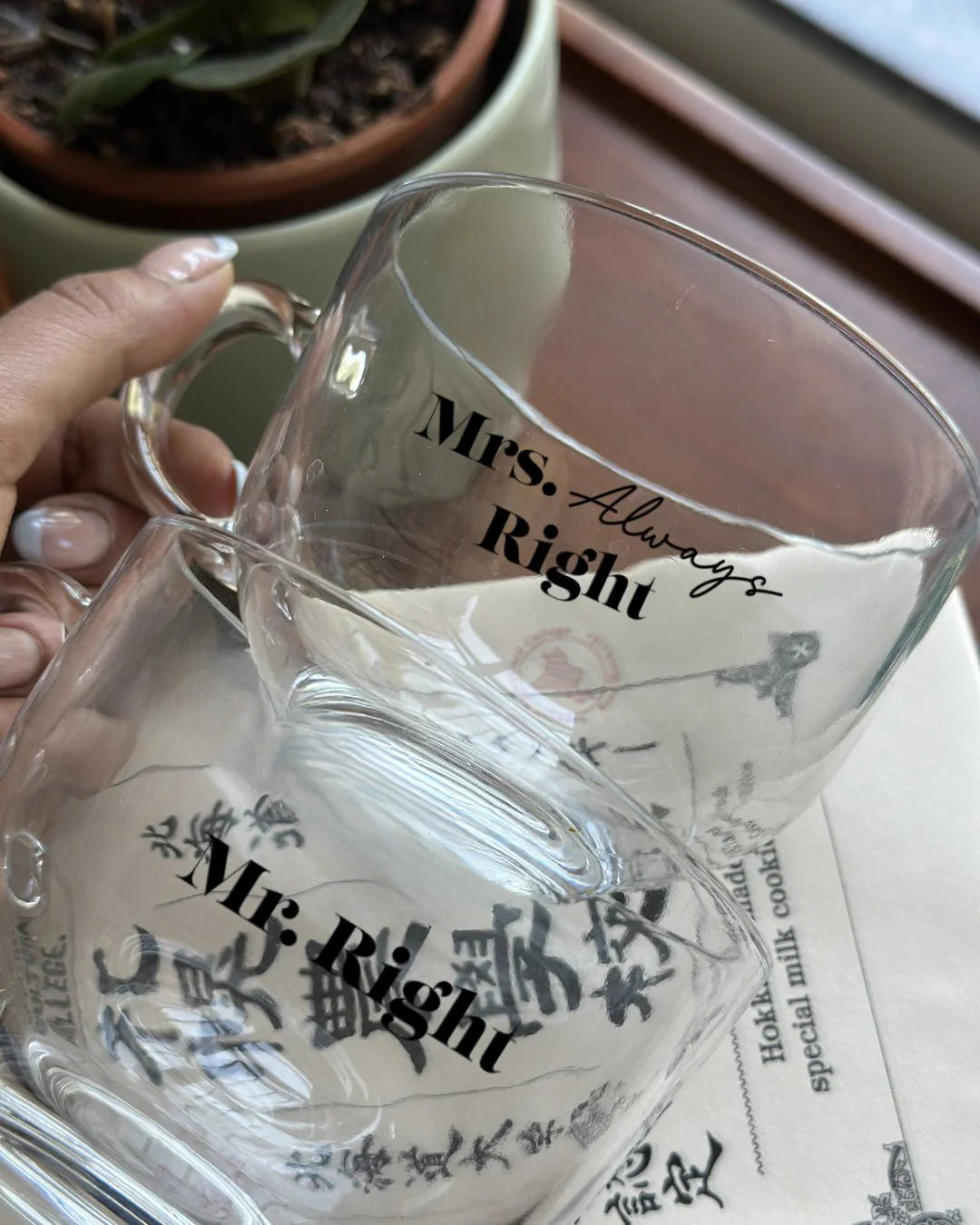 Pre Designed Clear Couple Mug Set of 2 with Gift Box
