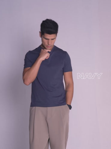 Navy Supima V Neck T-shirt - Regular Fit