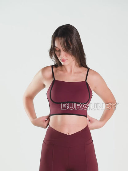 Burgundy Contrast Trim Top