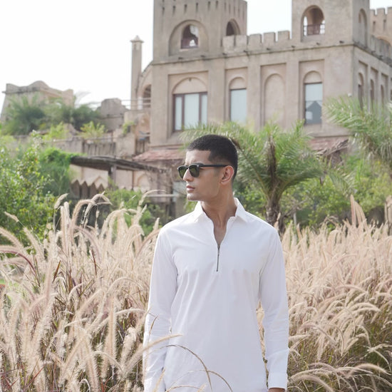 Zip Log 100% Cotton Shirt - Pop Over Zipper | Kingdom Of White at Broadway