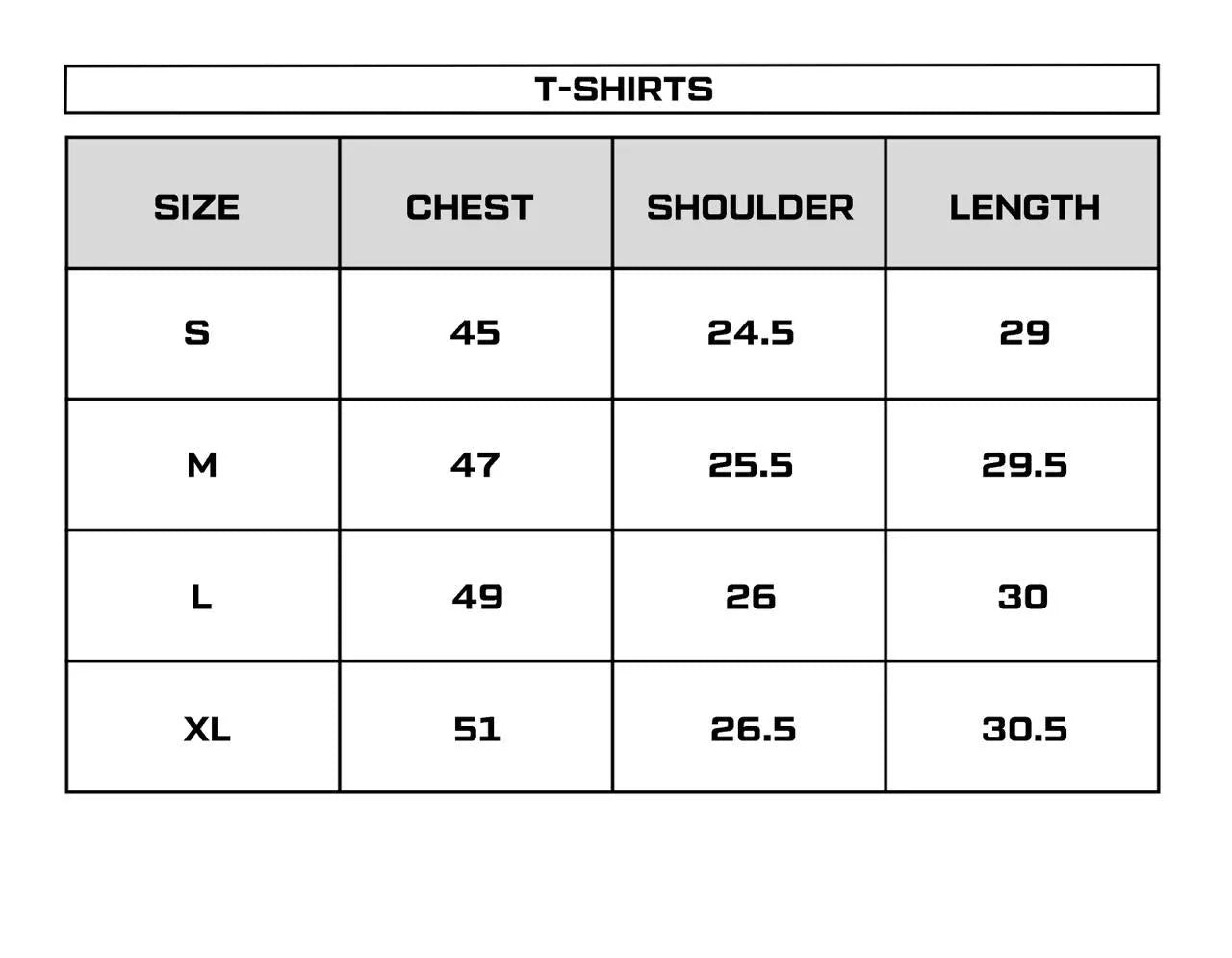 Size Chart for Off White Un-herd