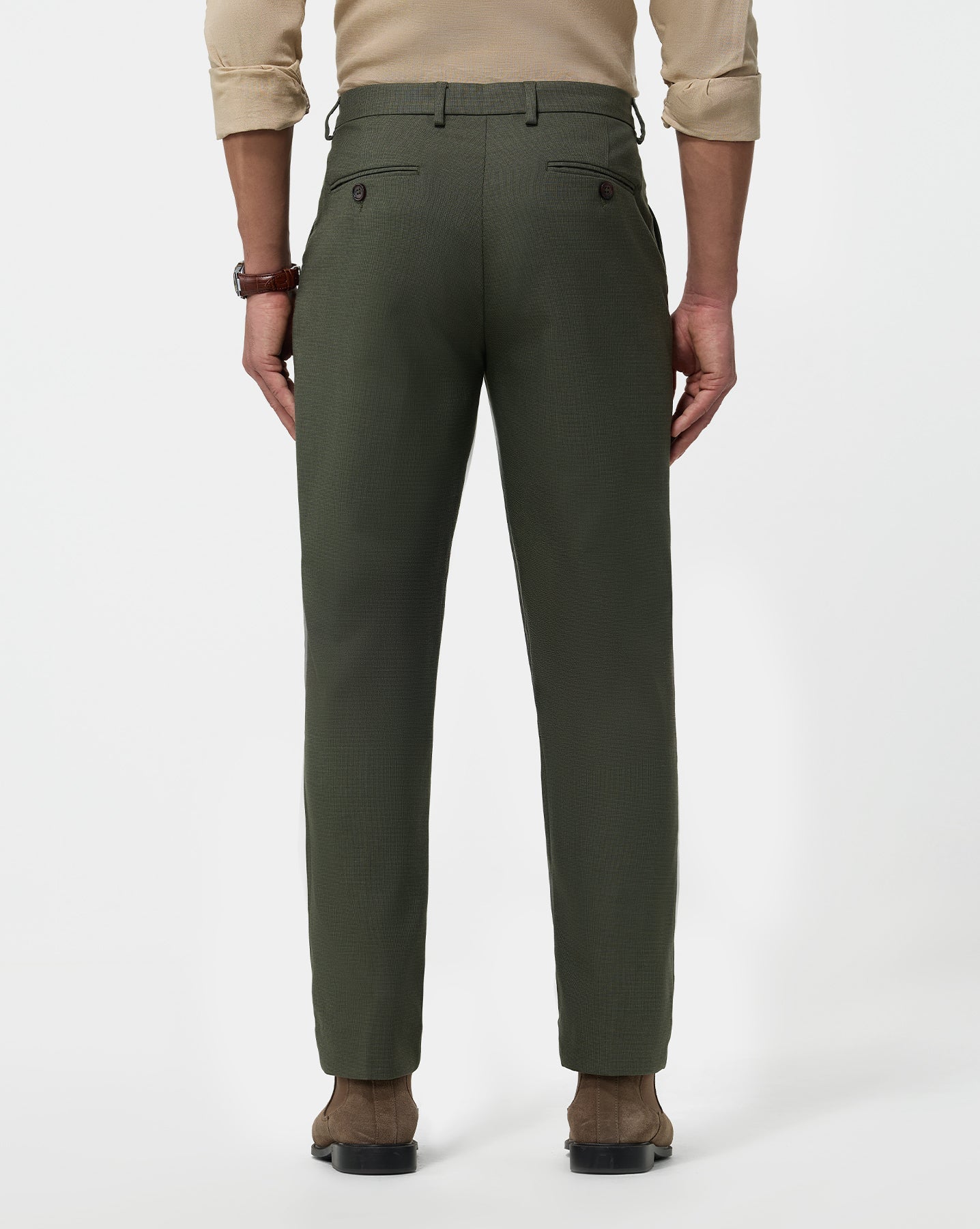 The Texture Tailored Pant Olive Grain