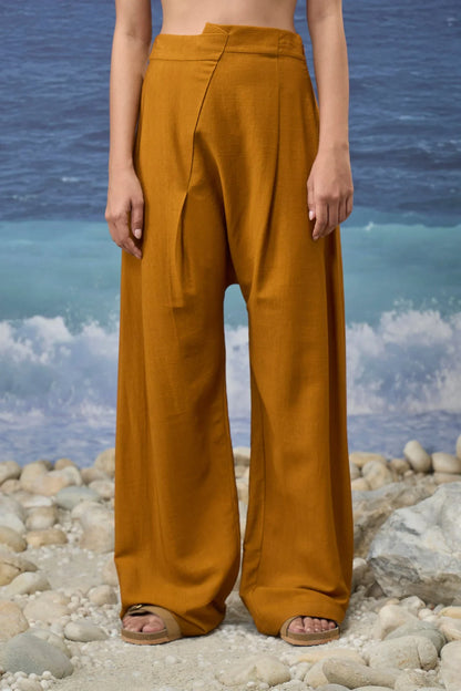 Relaxed-Fit Trousers in Premium Viscose Nylon - Caramel