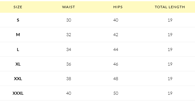 Size Chart for Bonfire Black Relaxed Fit Sweatshorts