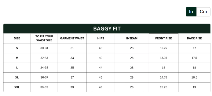 Size Chart for The Shark Skin Relaxed Pant Grey