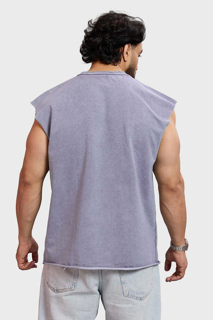 Restricted Washed Capsleeve Tank Light Grey