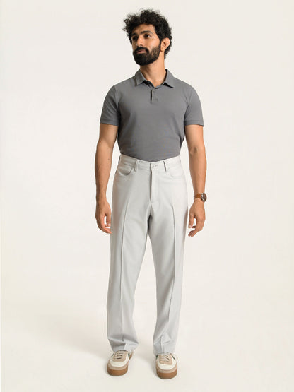 Korean Grey Relaxed Fit Pintuck Pants