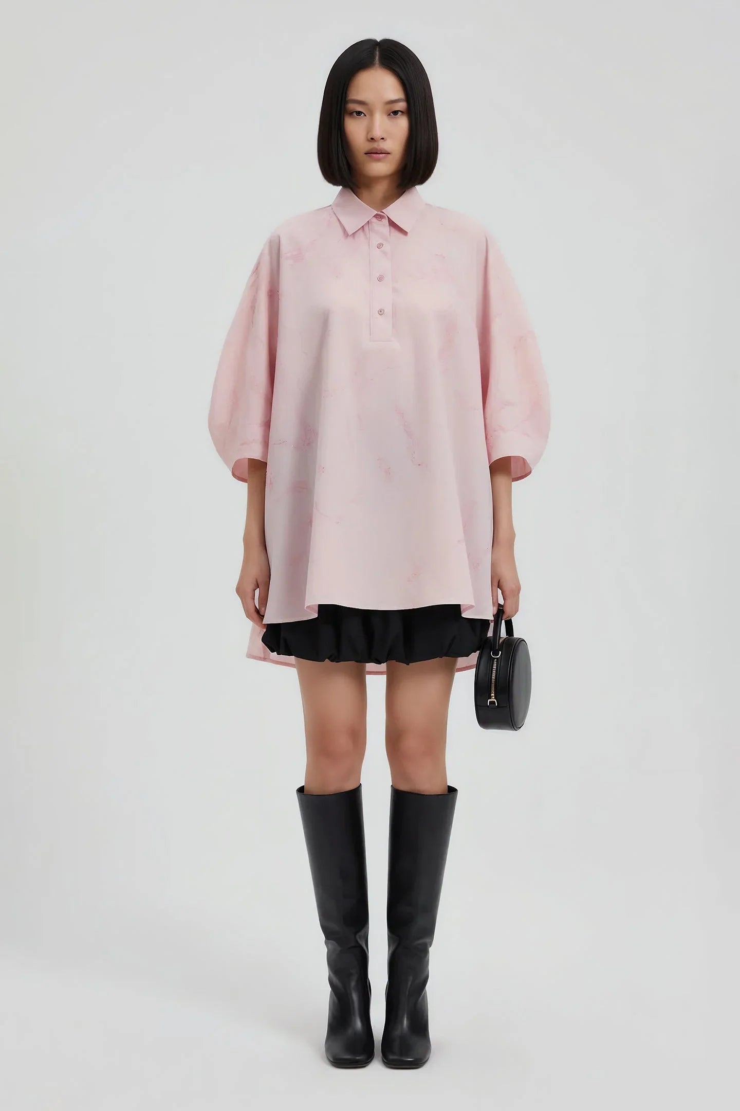 Rose Pink Embroidered Oversized Shirt