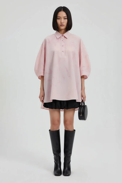 Rose Pink Embroidered Oversized Shirt