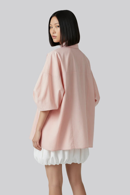 Rose Pink Embroidered Oversized Shirt