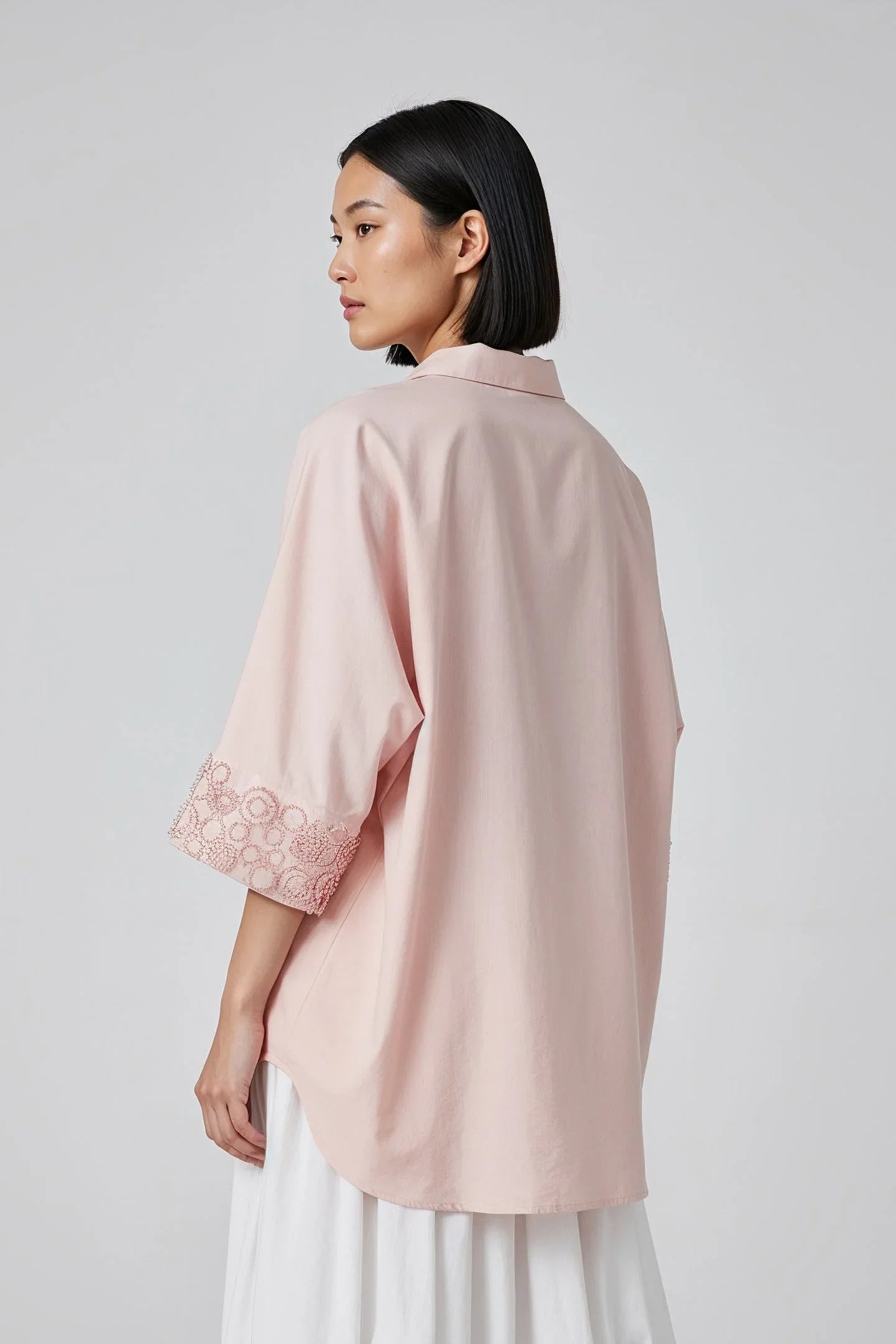 Rose Pink Embroidered Relaxed Shirt