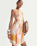 Rareism Women's Ruca Multi Viscose Blend Crew Neck Fitted Printed Dress