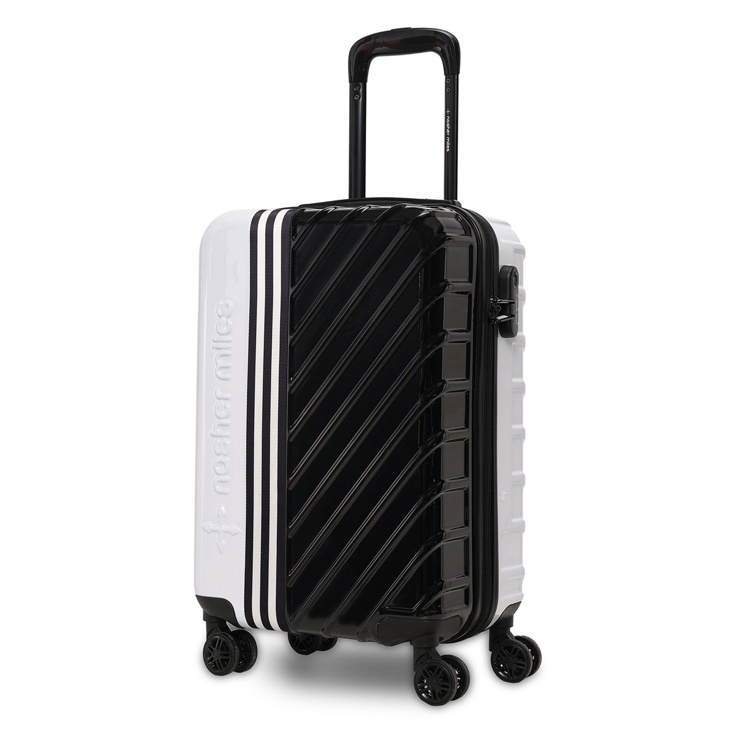 Nasher Miles Vegas Hard-Sided Polycarbonate Cabin Luggage Black&White 20 inch |55 Trolley Bag
