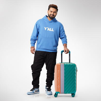 Nasher Miles Vegas Hard-Sided Polycarbonate Cabin Luggage Peach&Sea Blue 20 inch |55 Trolley Bag