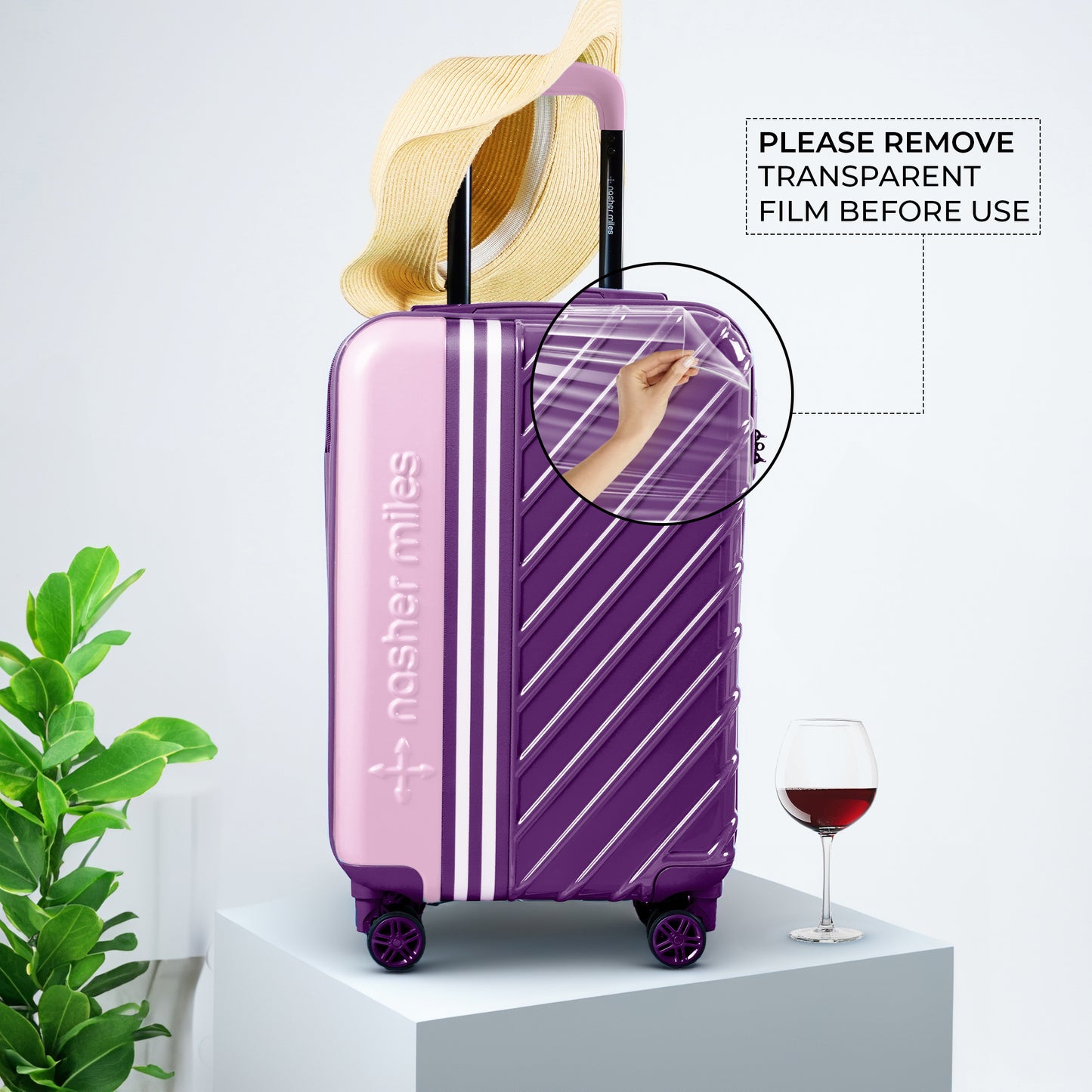 Nasher Miles Vegas Hard-Sided Polycarbonate Cabin Luggage Light Purple&Magenta 20 inch |55 Trolley Bag